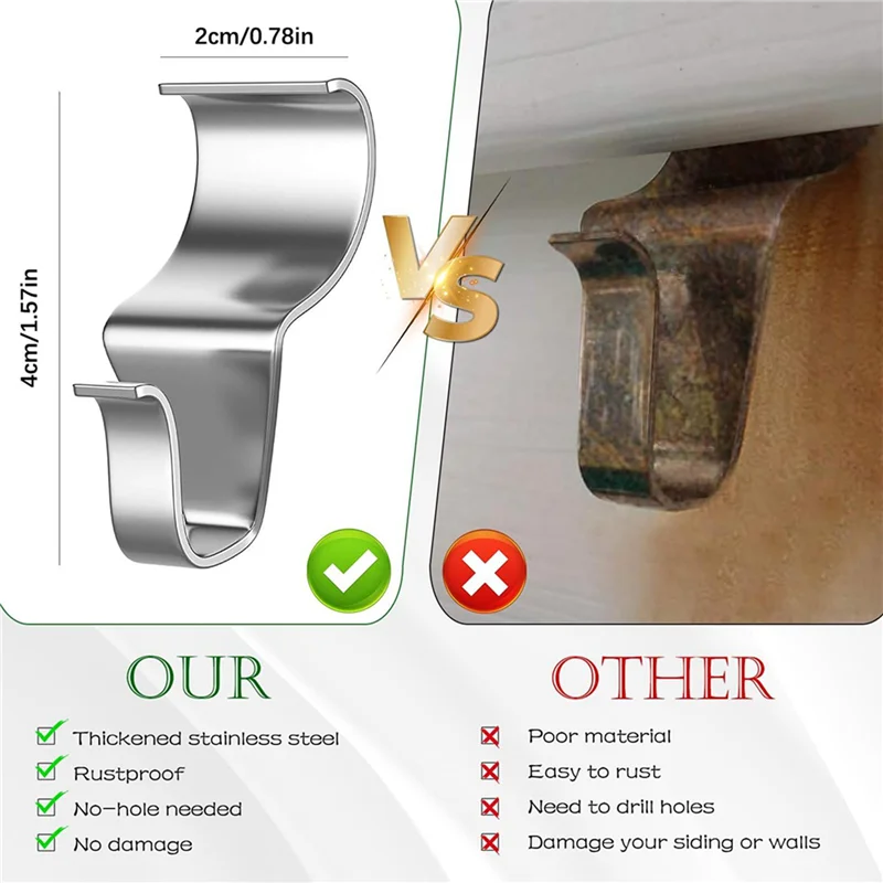 ABVJ-Vinyl-Siding Hooks For Hanging Outdoor, Upgrade Heavy Duty Hooks For Siding 60PCS