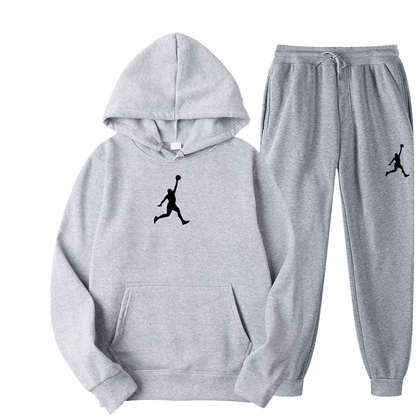 2 Pieces Sets Tracksuit Hooded Sweatshirt +Drawstring Pants Male Sport Hoodies Running Sportswear Men Women Brand Autumn Winter