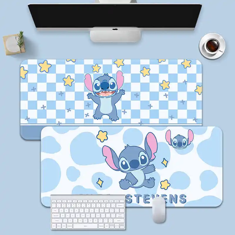 

Creative Cartoon Cute Stitch Plaid Pattern Y2KLeather Mouse Pad Extra Large Pie Star Mouse Pad Pink Keyboard Pad Office Desk Pad