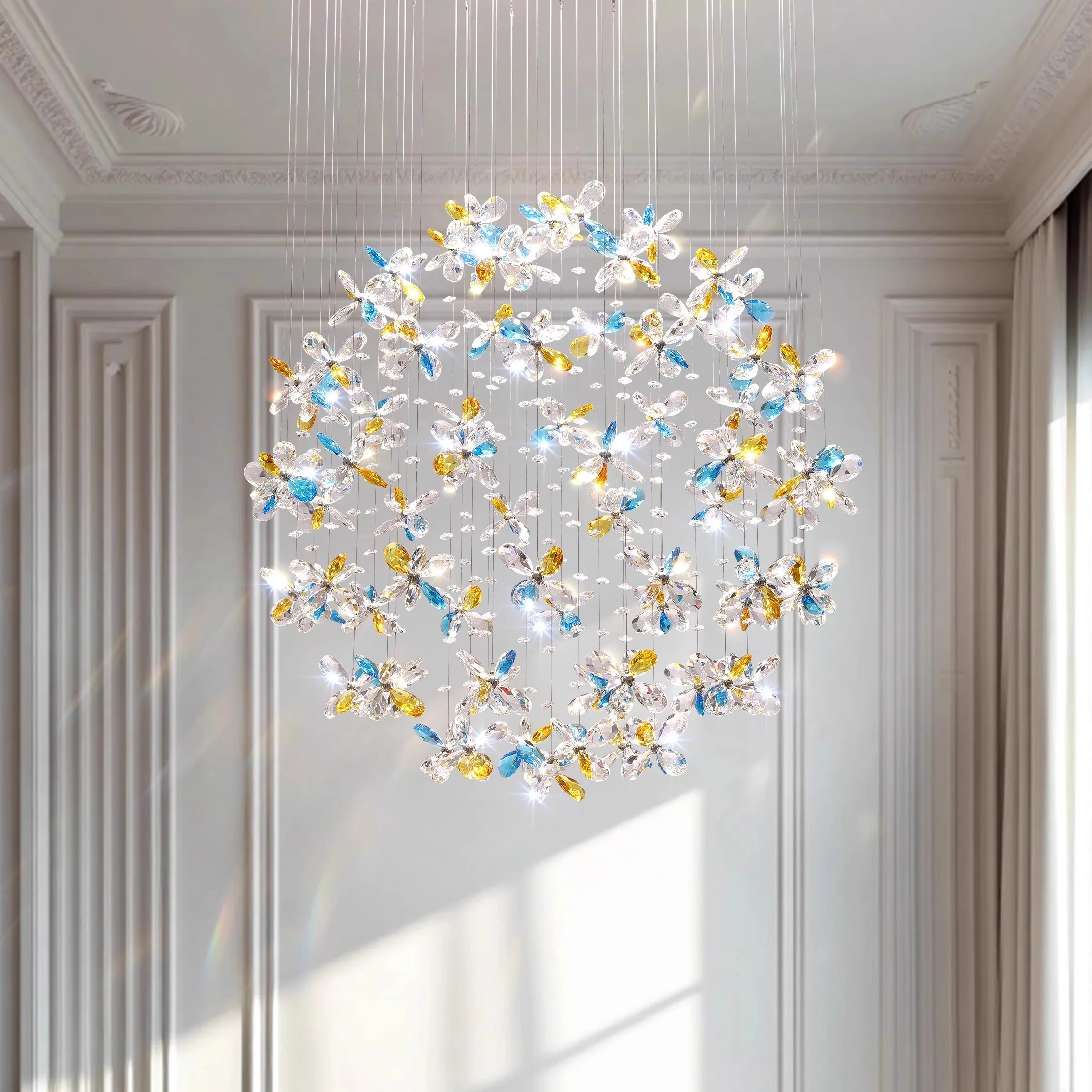 زهرة رومانسية الفرنسية الدافئة شخصية ضوء السقف غرفة المعيشة ماستر ضوء غرفة نوم ضوء السقف قاعة الكريستال الخفيفة #2