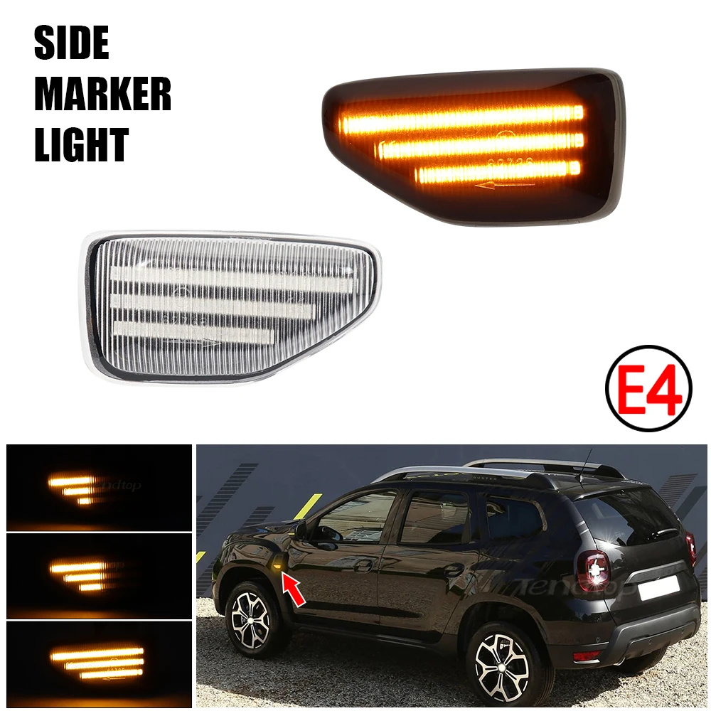 2pcs Dynamic Amber LED Turn Signal Side Marker Lamp For Dacia Logan 2 Sandero 2 Duster Renault Stepway Sandero Indicator Lamp