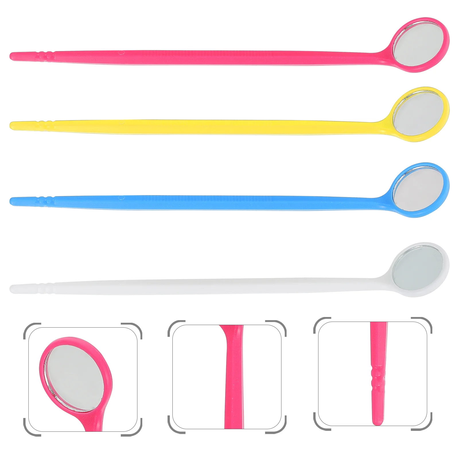 

20 Pcs Disposable Dental Mirrors al Inspection Tools Smooth Edges Individually Sterilized Packaging Rich Colors One Time