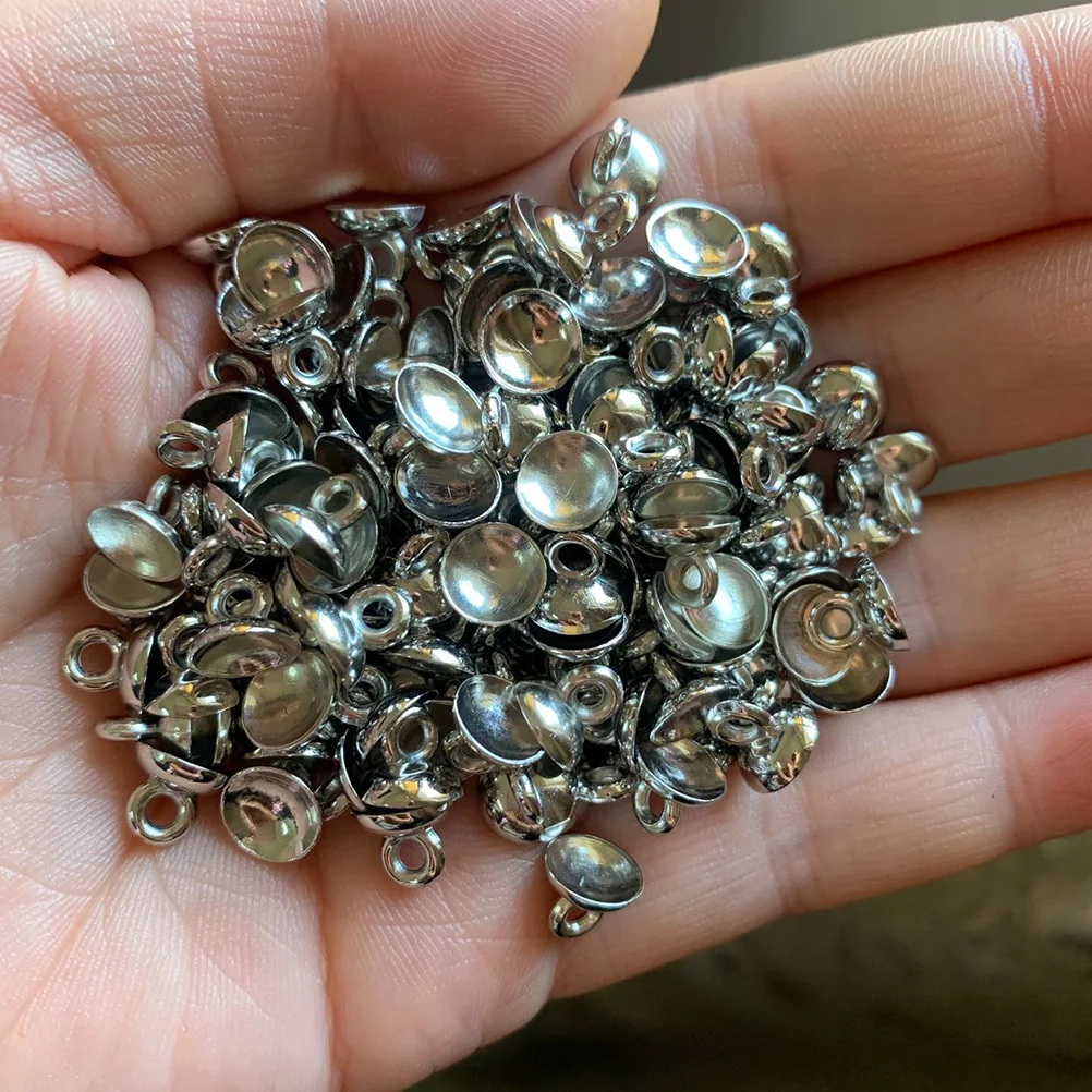 

400 Pcs Eye Pin Bail Pendant Connectors Shiny Long Lasting Jewelry Making Accessories Half Drilled Beads Supplies DIY Bowls