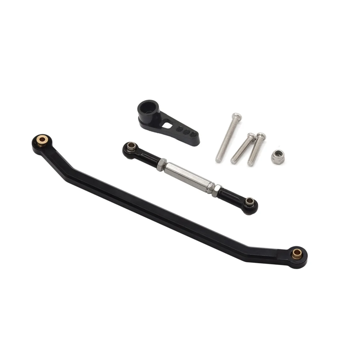 Aluminum Alloy Stronger Steering Link Rod Kit for 1/12 MN128 Upgrade RC Car Part Black