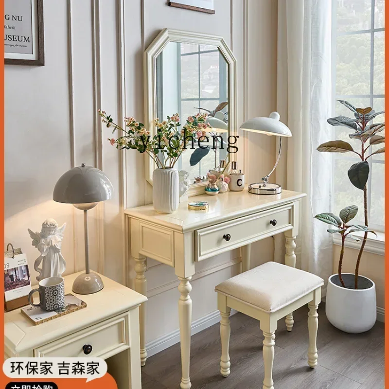 b9.21-Solid Wood Dressing Table White Small Apartment Bedroom Modern Minimalist Storage Cabinet