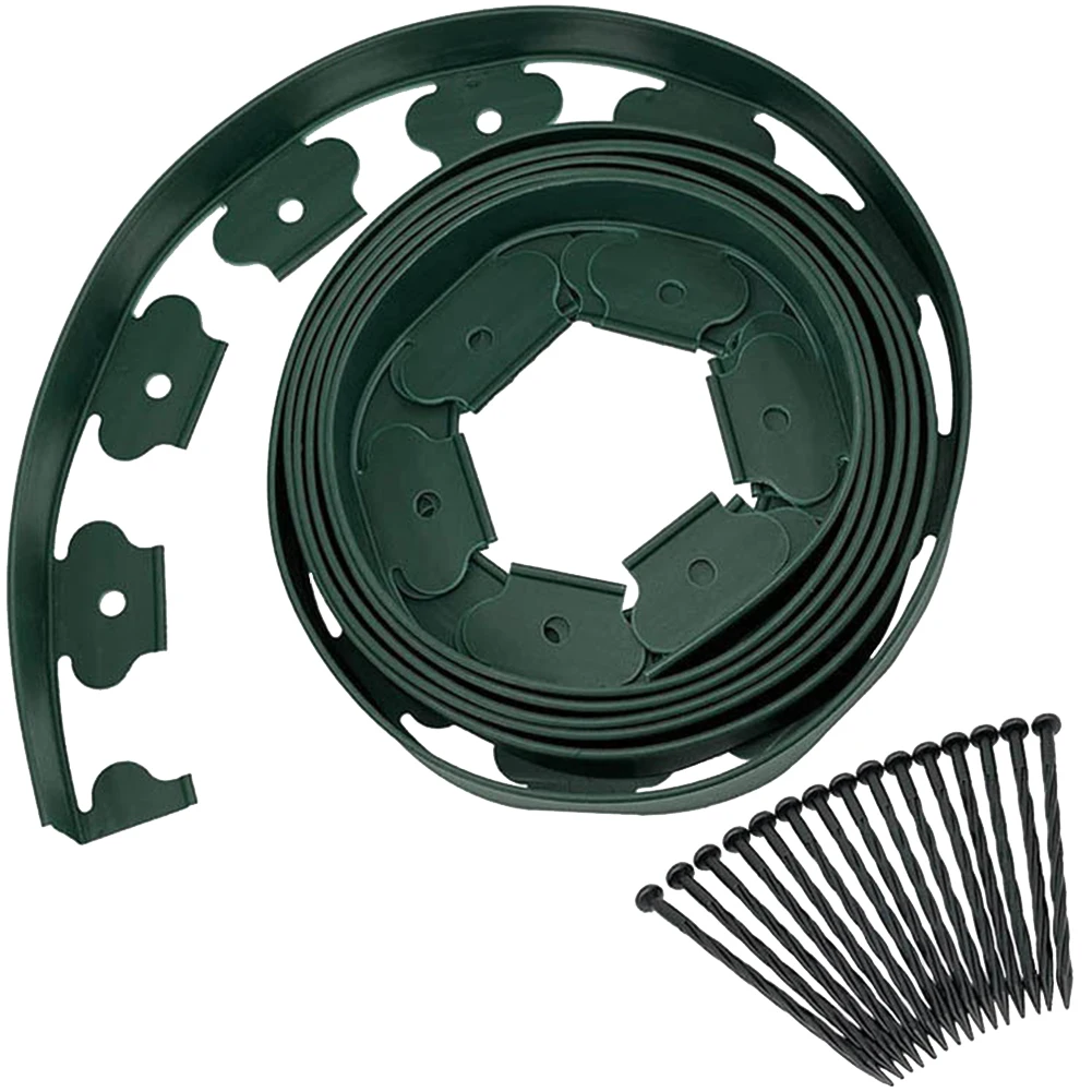 10M No Dig Garden Border Edging with 30Pcs Stakes Landscape Edging Border Kit Garden Edging Coil for Garden Flower Beds Pavement