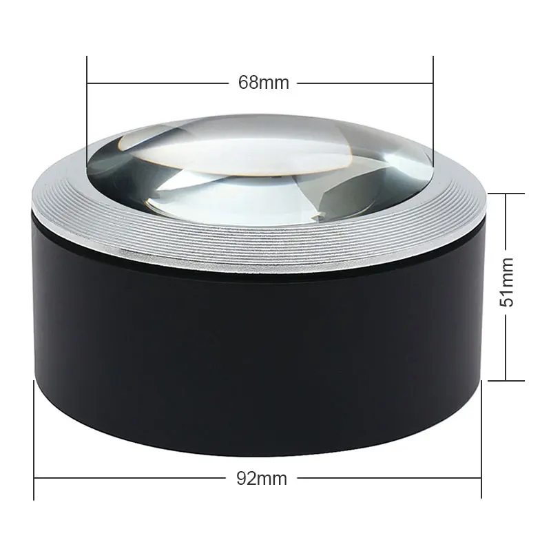 5X Verlichting Presse-papier Vergrootglas 3 LED Dome Desktop Vergrootglas 68 mm Optische Glazen Lens Leesvergrootglas