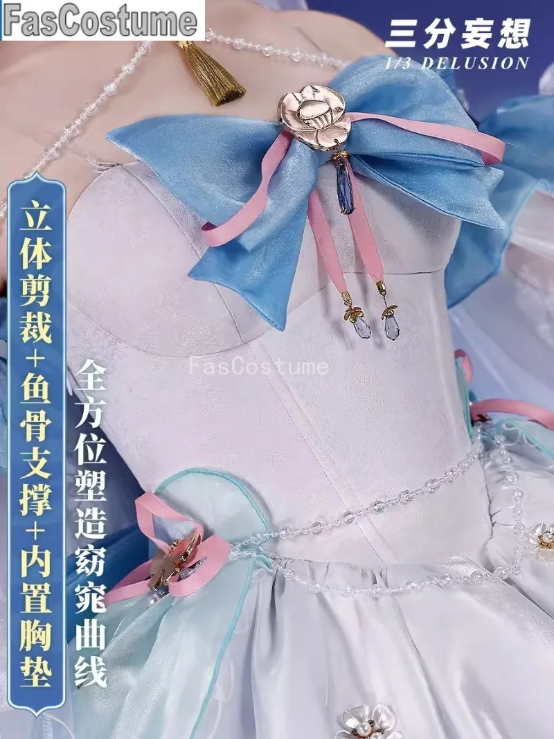 

FasCostume Genshin Impact Kamisato Ayaka A Confession Overture Game Suit Elegant Lovely Dress Cosplay Costume Halloween Outfit