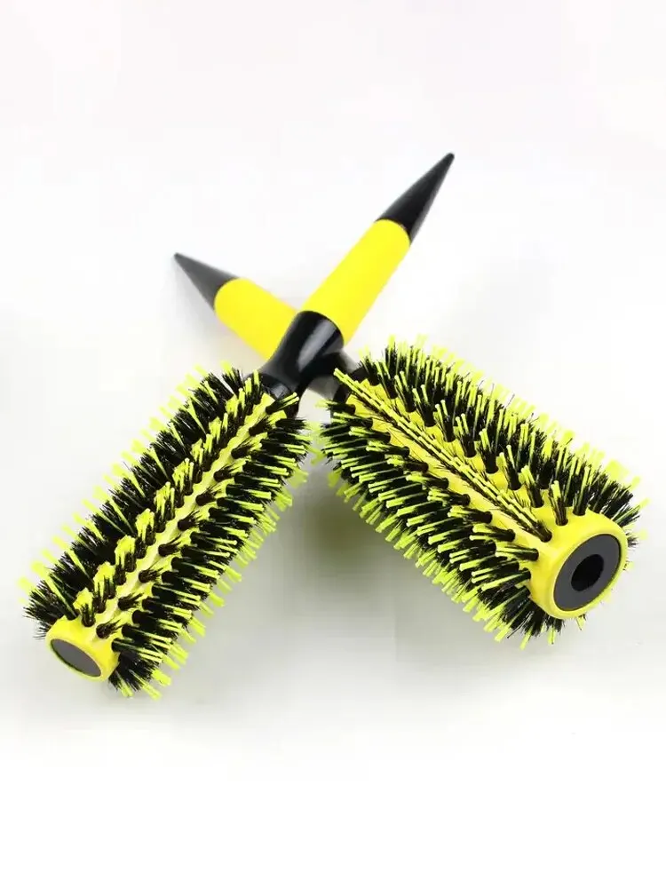 In Stock Yellow Aluminum Tube Bristle Nylon Needle Hair Curling Comb Cross-Border Foreign Trade New Pointed Tail Roller Comb Bra