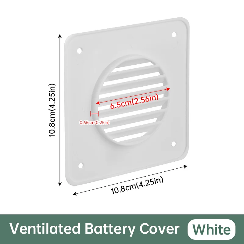 RV For Battery Compartment ABS Vent Cover with Directional Louver Architecture to Promote Convective Cooling and Dust Resistance