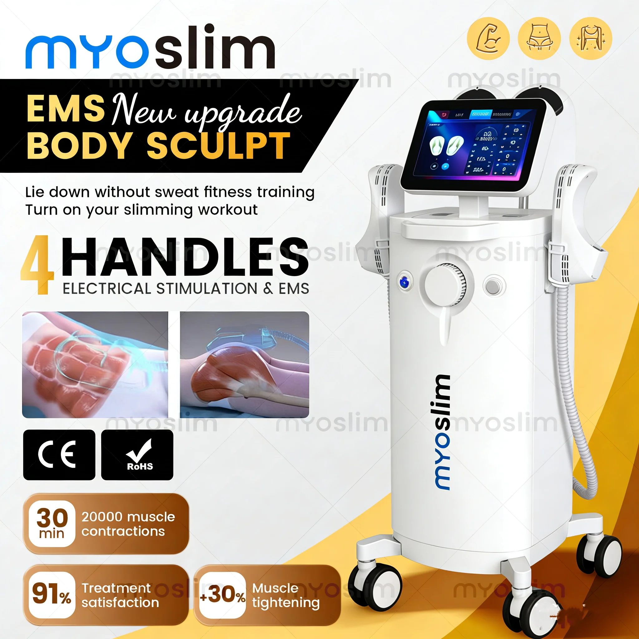 

Professional Myoslim NEO 6500W RF Machine Hi-EMT Body Sculpting Fat Burning EMS Boby Slimming Beauty Equipment EMSzero