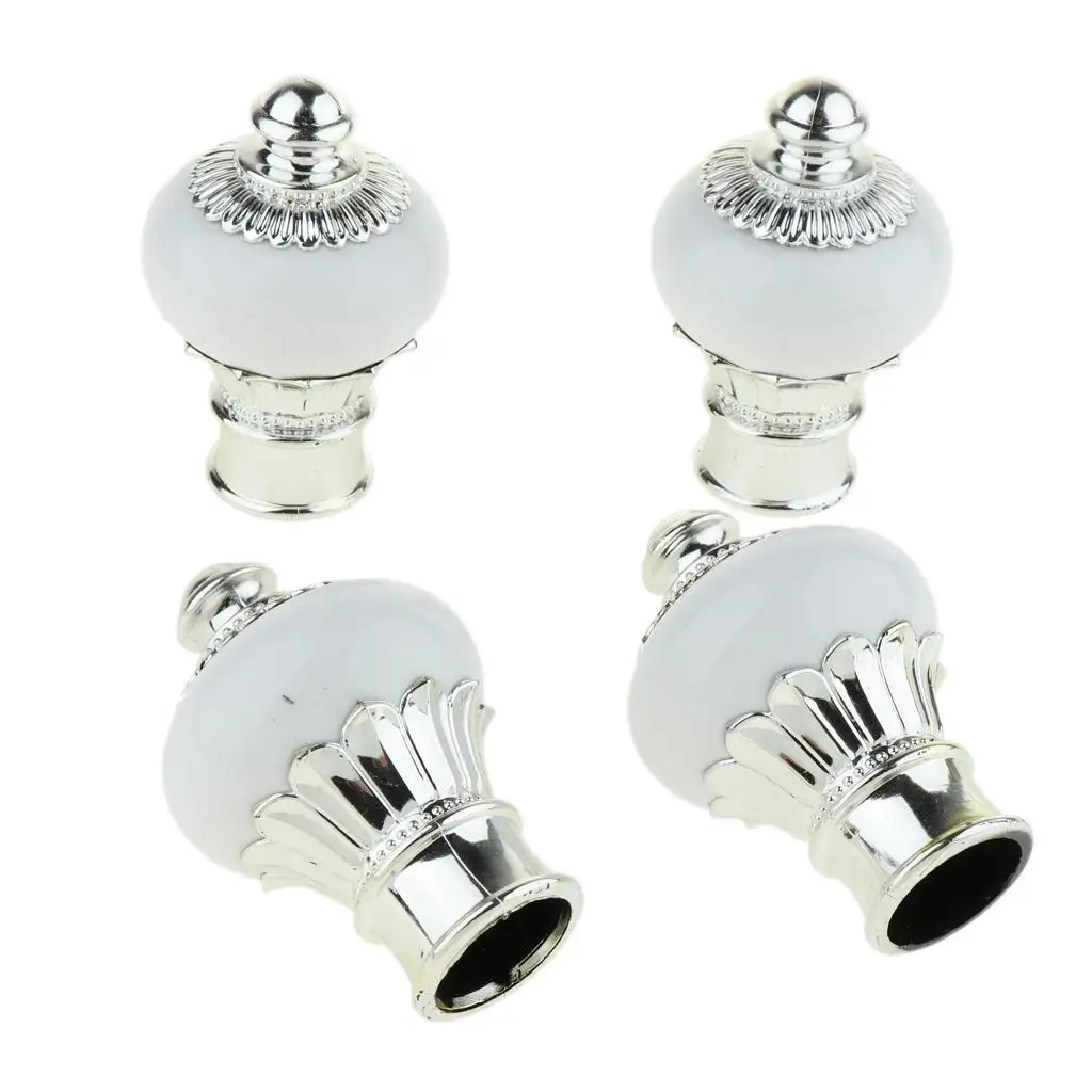 Curtain Pole Head Finials PVC Anti Rust 4 Piece Kit 28mm for Home Window Curtains Upgrade