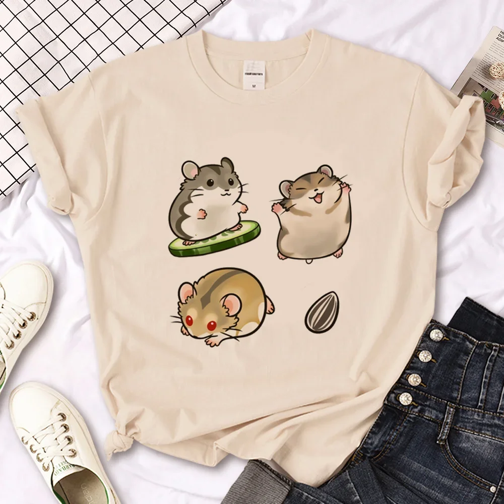 

Женская дизайнерская футболка Hamster Top в стиле Харадзюку, повседневная, с коротким рукавом, уличная одежда, эстетичные топы