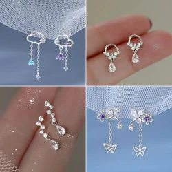 Irregular Tassel Cloud Butterfly Drop Earring for Women Fashion Personality Hypoallergenic Light luxury Zirconia Earring Jewelry