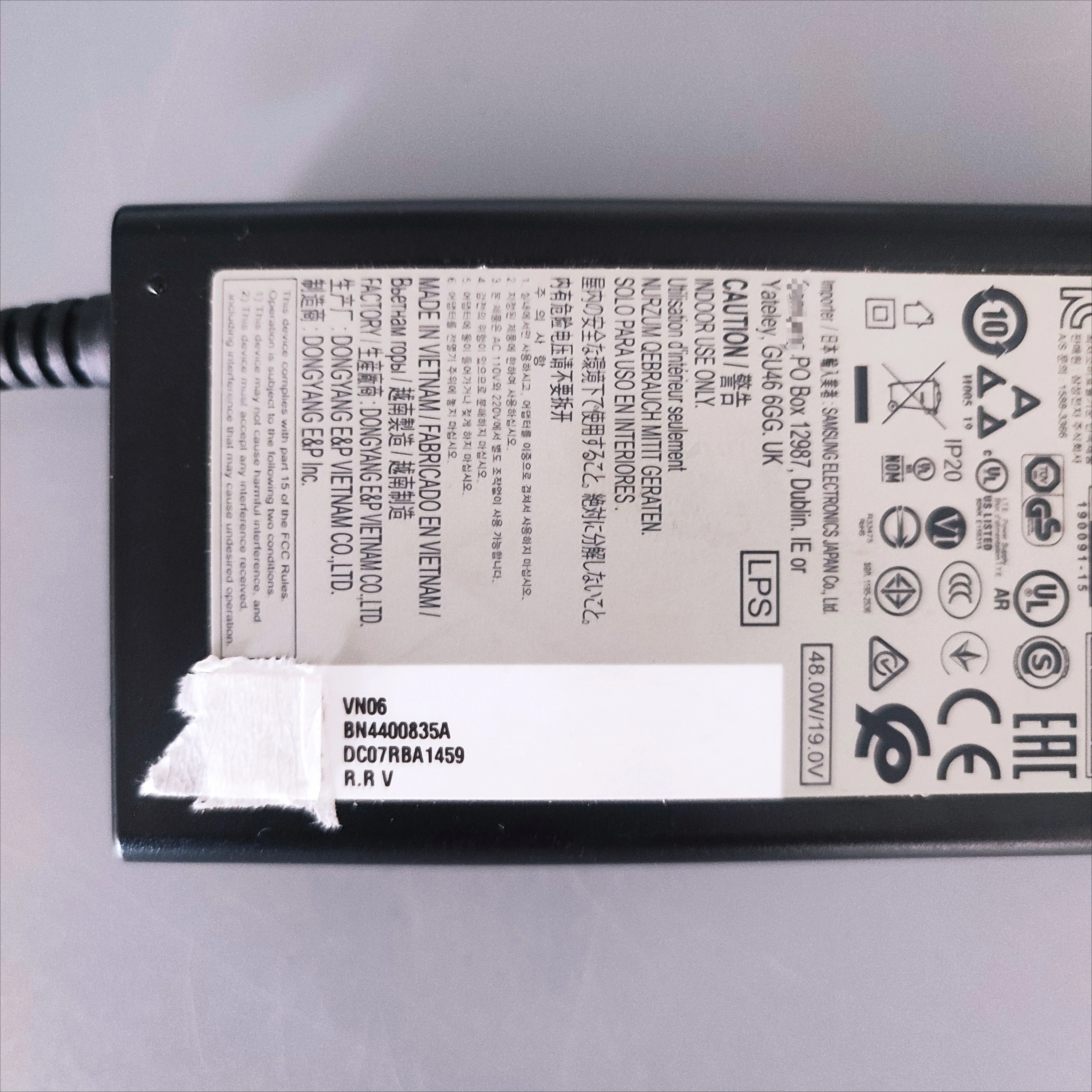 Echte A4819_fdy 19V 2. 53a 48W BN44-00835A Ua32j4088a Un32j400d Un32j4000a Ac Dc Adapter Kabellader