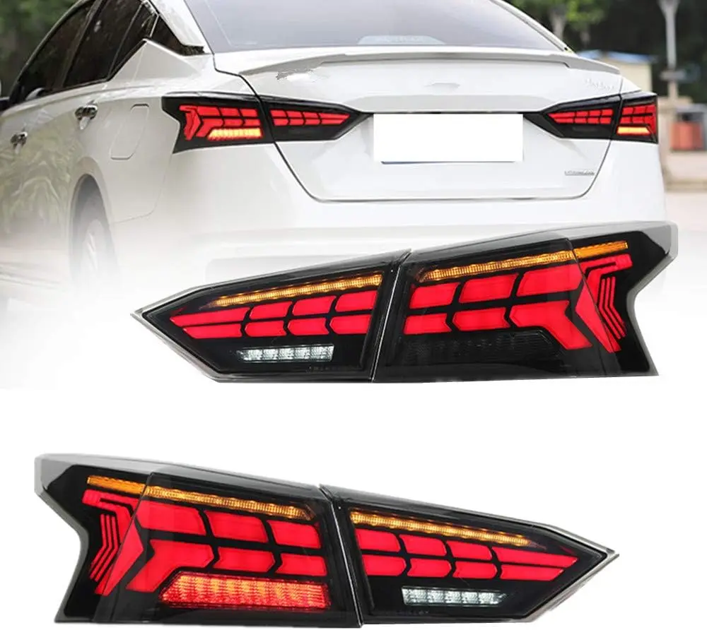 LED Tail Lights For Nissan Altima 2019 2020 2021 With Sequential Turn Signal Rear Lamp (Smoke)，GLASS Material Prove Fully Sealed