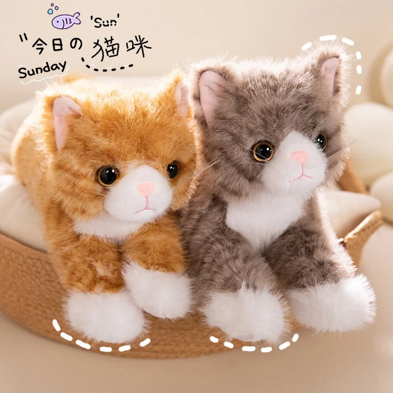 New Cute Simulation Cat Plush Toys Soft Stuffed Plush Doll Hug Pillow Kitten Model Fake Cat Animals Kids Girls Valentine's Gift
