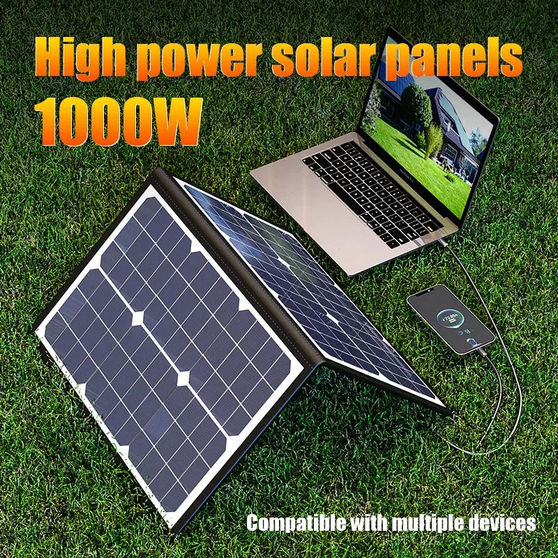 

1000W Portable Foldable Panel Kit Complete Power Station 18V Generator Car Boat Caravan Camping Outdoor