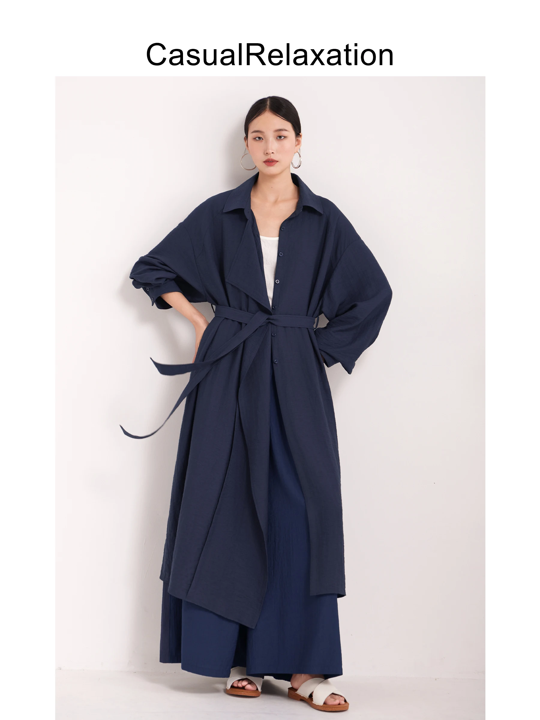 

Льняное повседневное пальто большого размера, ранняя осень, новый Sle, уникальный дизайн, тонкая модель для отдыха Aosphere Long Sve для молодых женщин