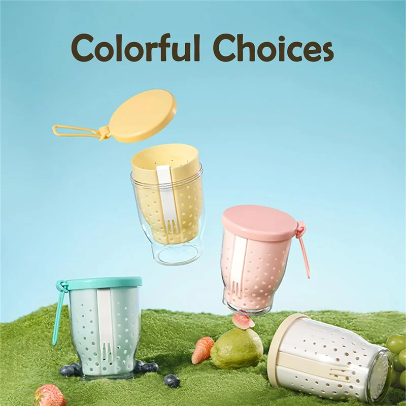 A74E-Reusable 25 Oz Travel Fruit Cups For Car, Fruity Salad Storage Container With Fork And Leakproof Lids