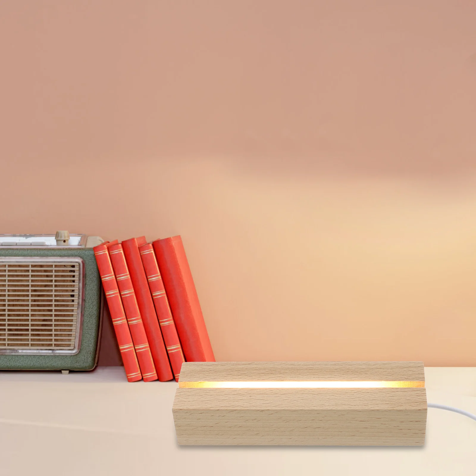 

1pc Long Stripe Led Stand Base Wooden Lighting Board Holder Portable Luminous Home Light Decorative Display Stand For