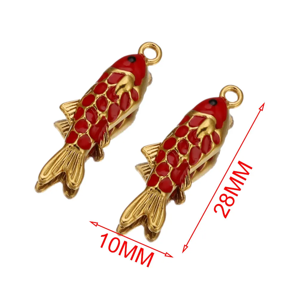 2 قطعة الفولاذ المقاوم للصدأ الملونة المينا الذهب الأسماك Charms المعلقات DIY بها بنفسك القرط مواد المجوهرات صنع قلادة لوازم الحرف