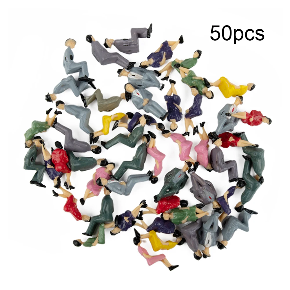 1 32 Scale Sitting Plastic Figures Set 50 Pcs Mixed Miniature People for Architectural and Model Train Displays