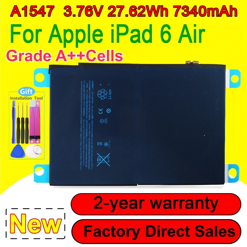 A1547 Tablet Battery For iPad Air 2 iPad 6 A1566 A1567 Battery With Free Repair Tools