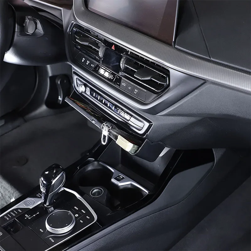 

ABS Black For BMW 1 2 Series F40 F44 2020-2024 Car central control storage box mobile phone tray car interior accessories 1Pcs