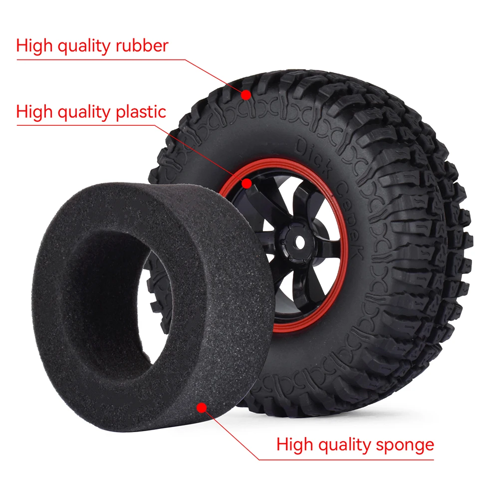 AUSTARHOBBY 4pcs 1/10 RC Tires 1.9inch Metal Wheel Rim Hub Rubber Tyre for 1/10 HSP HPI SCX10 TRX-4 TRX-6 RC Crawler Drift Car