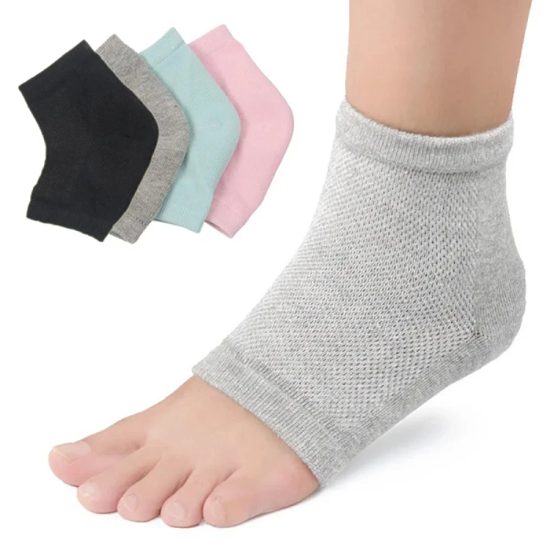 1/5Pairs Gel Moisturizing Heel Socks Polyester Cotton Pads Mesh Anti-Wear Feet Care Tools Orthopedic Gel Heel Protectors Unisex