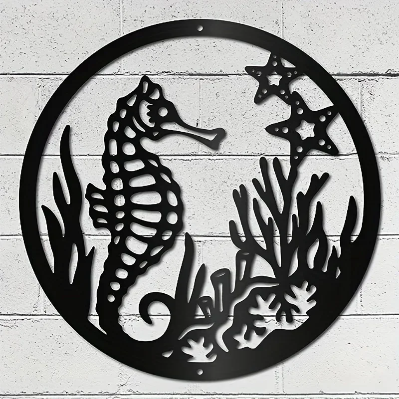 CIFBUY Metal Art Seahorse Sea Life Wall Hanging Decor,room Decoration Great for Bathroom Kitchen or Patio Home Decoration