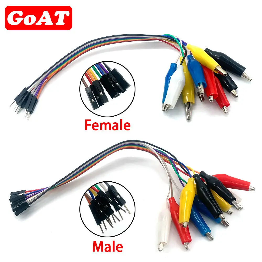 20cm 30cm 10pin Double-end Alligator Clips jump Wire Male Female Crocodile Clip Test Lead Jumper Wire Line Cable DIY Connection