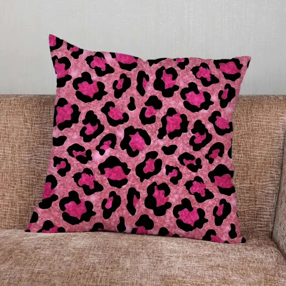 Pink Leopard Pattern Suitable for Home Bedroom Car Office Decoration Living Room Sofa Cushion Cover Pillowcase
