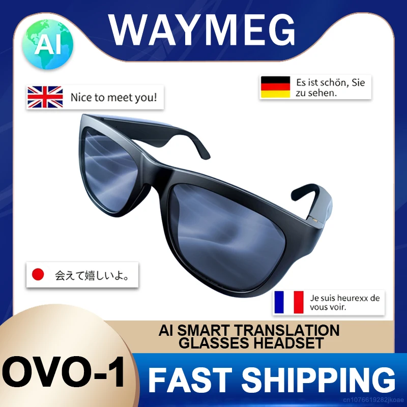 New OVO-1 AI Intelligent Translation Glasses Music Headphone Glasses Bluetooth 6.0 Support Multiple Languages for Outdoor Travel