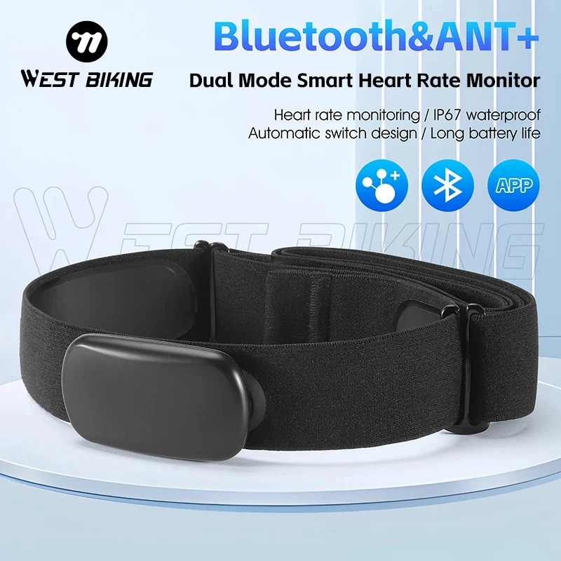 WEST BIKING Heart Rate Monitor ANT+ Bluetooth Dual Mode Waterproof Chest Strap For Outdoor Sport Bike Computer Heart Rate Sensor