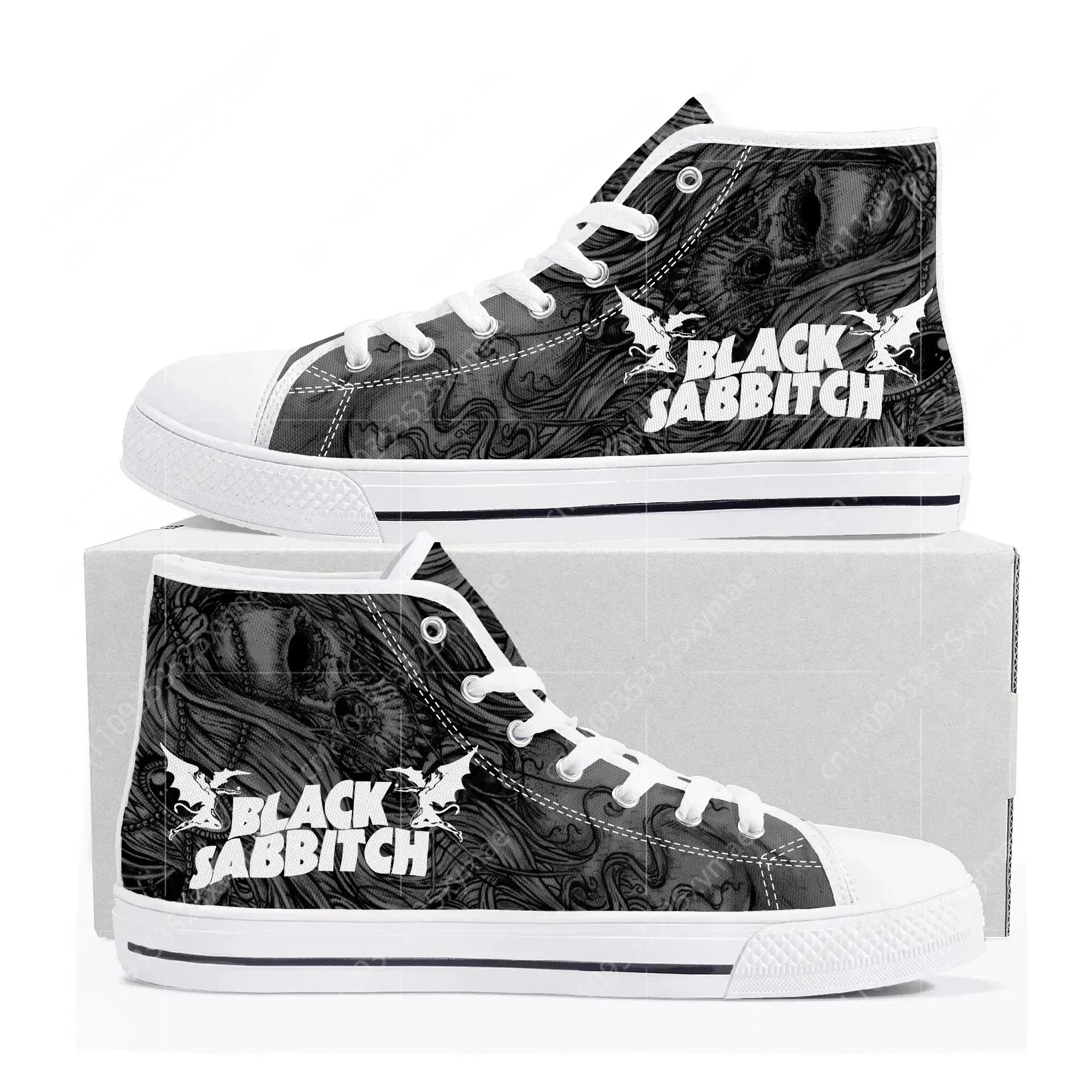 

Black Heavy Metal Band Sabbath High Top High Quality Sneakers Men Women Teenager Canvas Sneaker Casual Couple Shoes