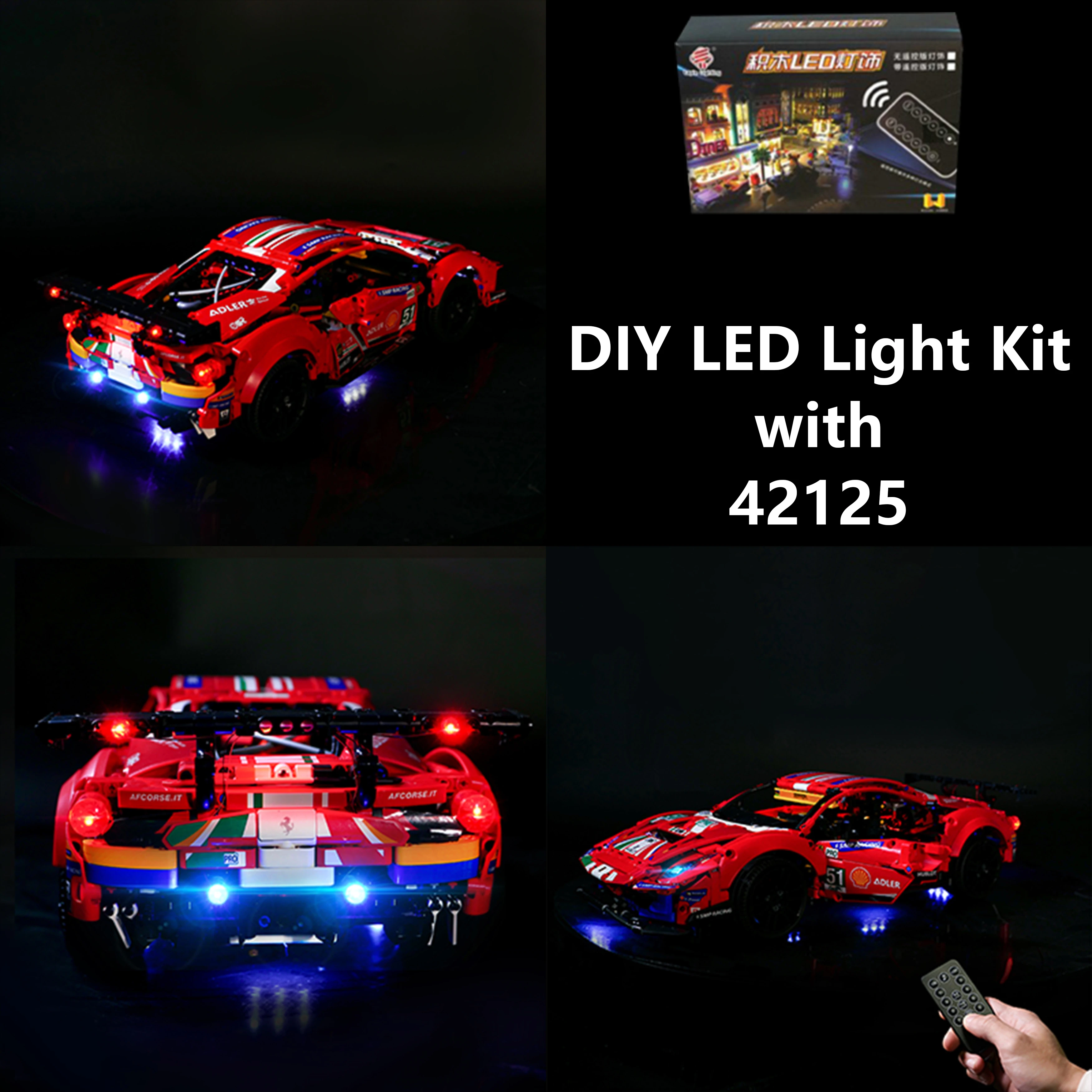 DIY Building Block LED Light Kit for 42125 Racing Car Model, Remote Control Lighting Accessories for Decoration