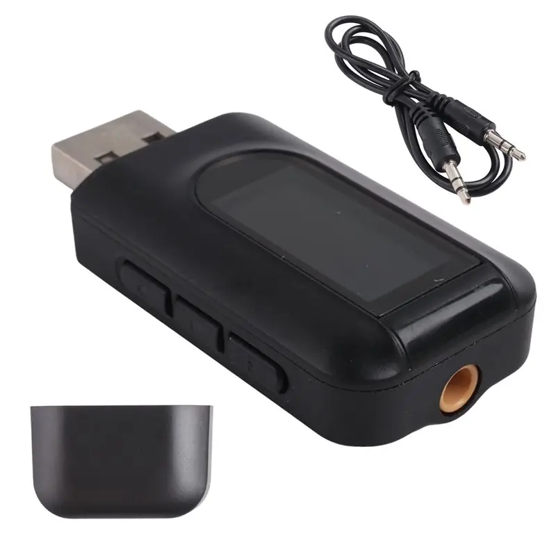 A53M-Bluetooth 5.0 Transmitter Receiver For TV 2 In 1 USB Wireless Audio Adapter With LCD Display For Car Audio TV PC