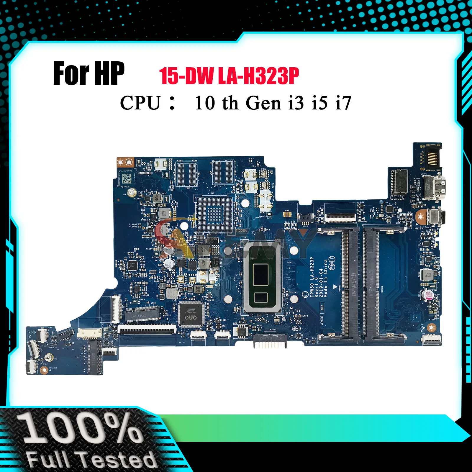 

LA-H323P For HP Pavilion 15-DW Laptop Motherboard L68076-601 L51986-601 With i3 i5 i7 8th 10th Gen CPU UMA 100% Tested