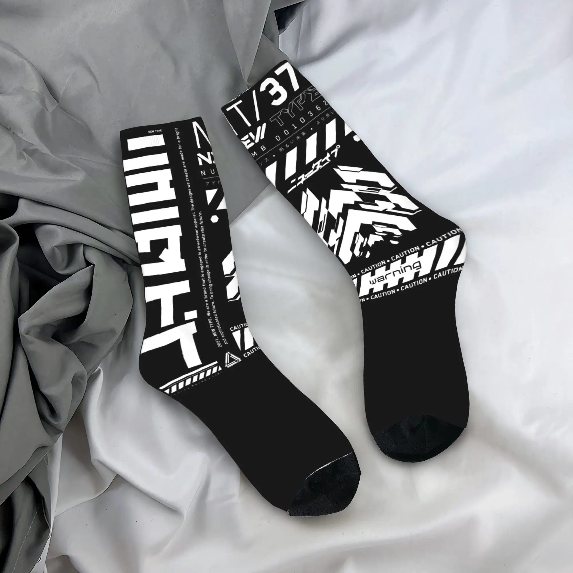 

Custom Japanese Techwear Mens Crew Socks Unisex Fashion 3D Print Future Tech Street Wear Style Dress Socks