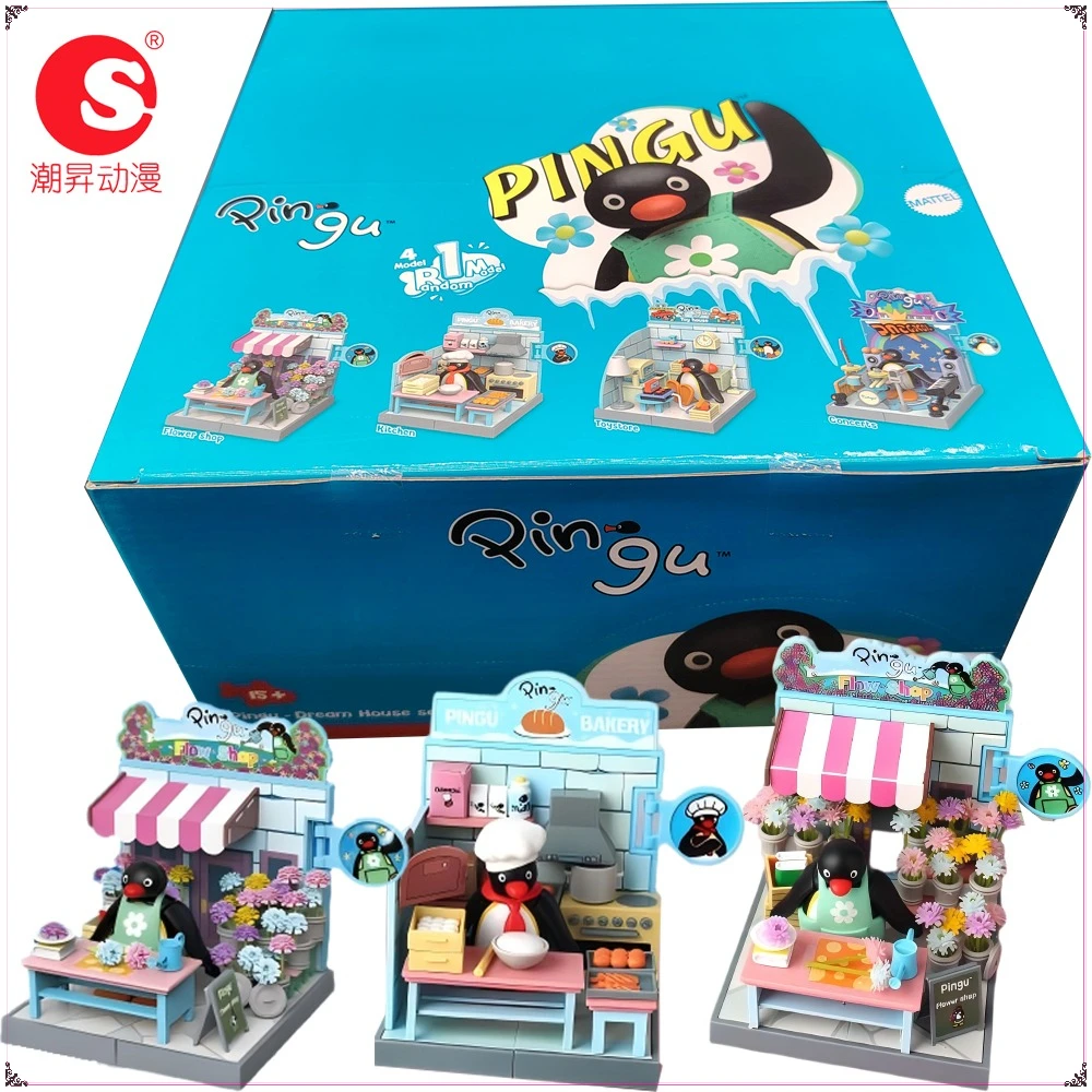 Original na moda som pingu sonho casa série caixa cega montagem dos desenhos animados tendência decorações modelo brinquedos meninos meninas presentes em estoque