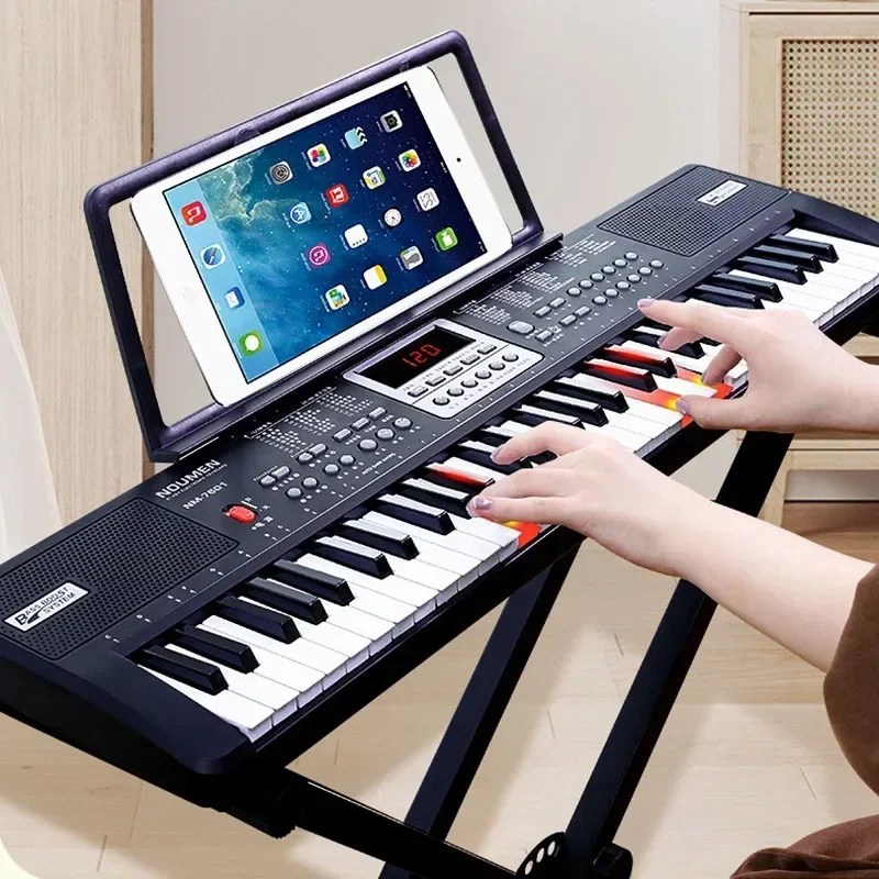 Adult Electronic Piano Musical Electric Organ Professional Piano 61 Key Children Beginner Portable Keyboard Instrument with Lamp