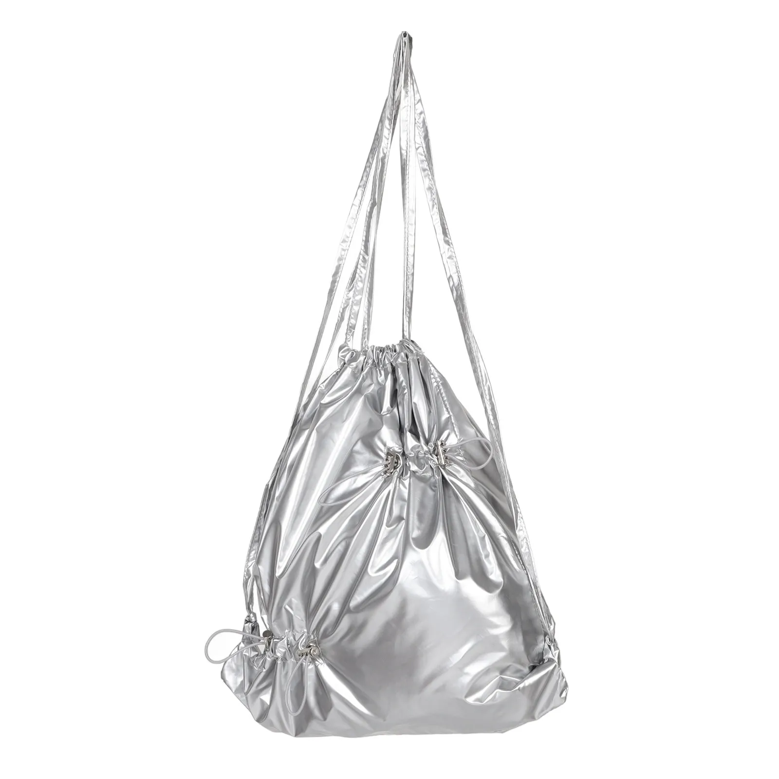 Large Capacity Irregular Drawstring Pleated Nylon Backpack for Gym Travel Daily Use Waterproof Sport Backpack for Men and Women