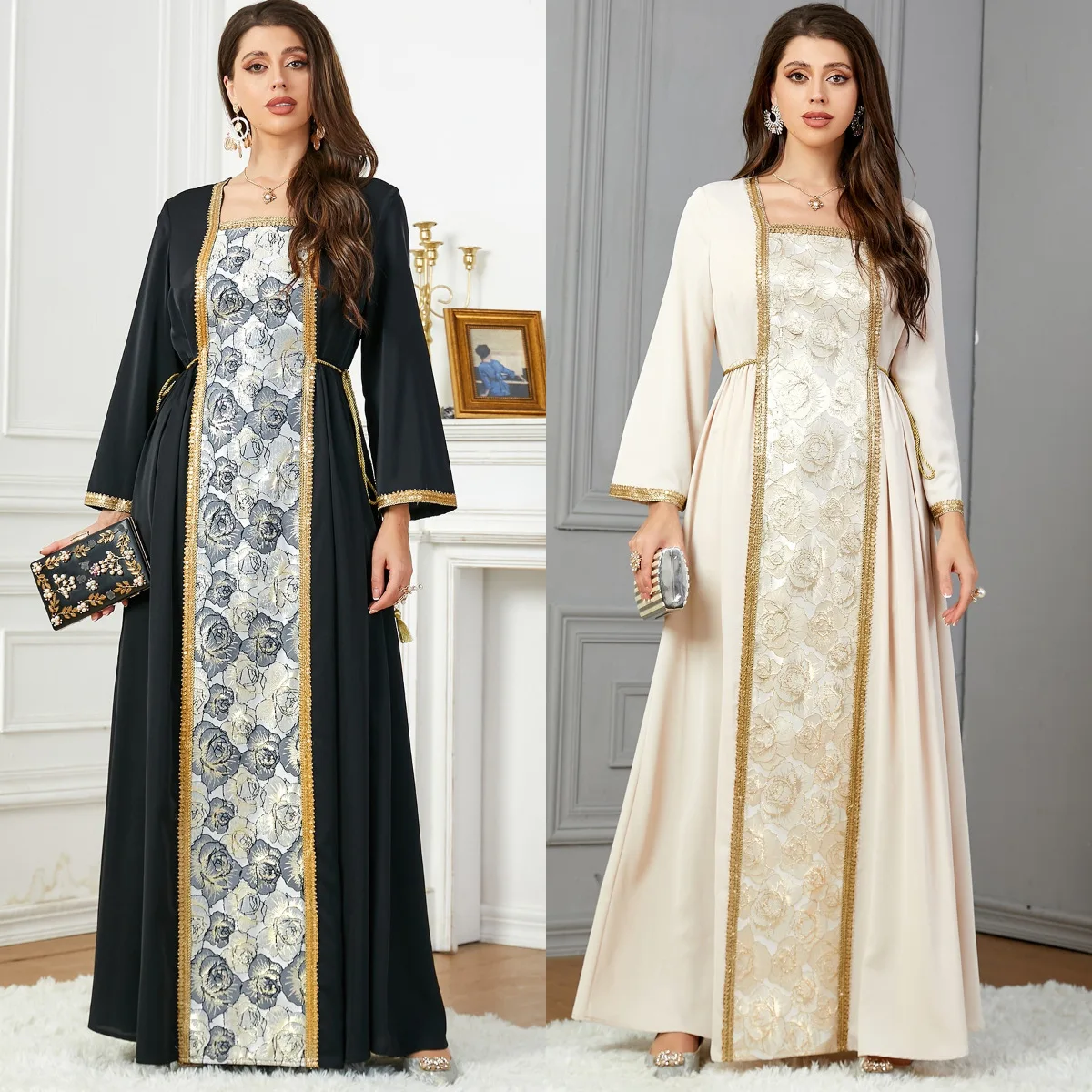 Dubai Abaya Luxury Women Print Maxi Dress Eid Ramadan Muslim Evening Party Long Dresses Morocco Kaftan Turkey Robe Caftan Gown