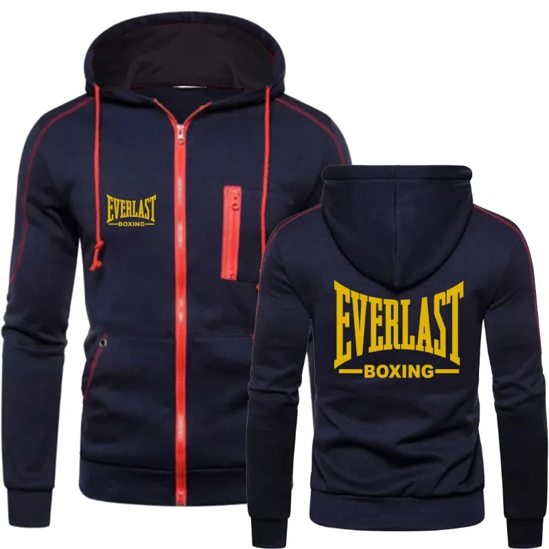 2024 New Fashion Zipper Hoodie EVERLAST Men\'s Sportswear Solid Blazer Men\'s Sportswear Casual Warm Sportswear Set Winter