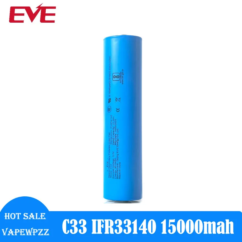 1-5pcs Original EVE IFR33140 LiFePO4 C33 3.2V 15Ah Battery 1