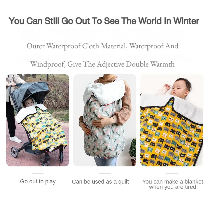 Baby Stroller Windproof Cover Blanket,with Warm Mantle for Children, Autumn and Winter Outing, Fleece Thickened Mantle Cuddle