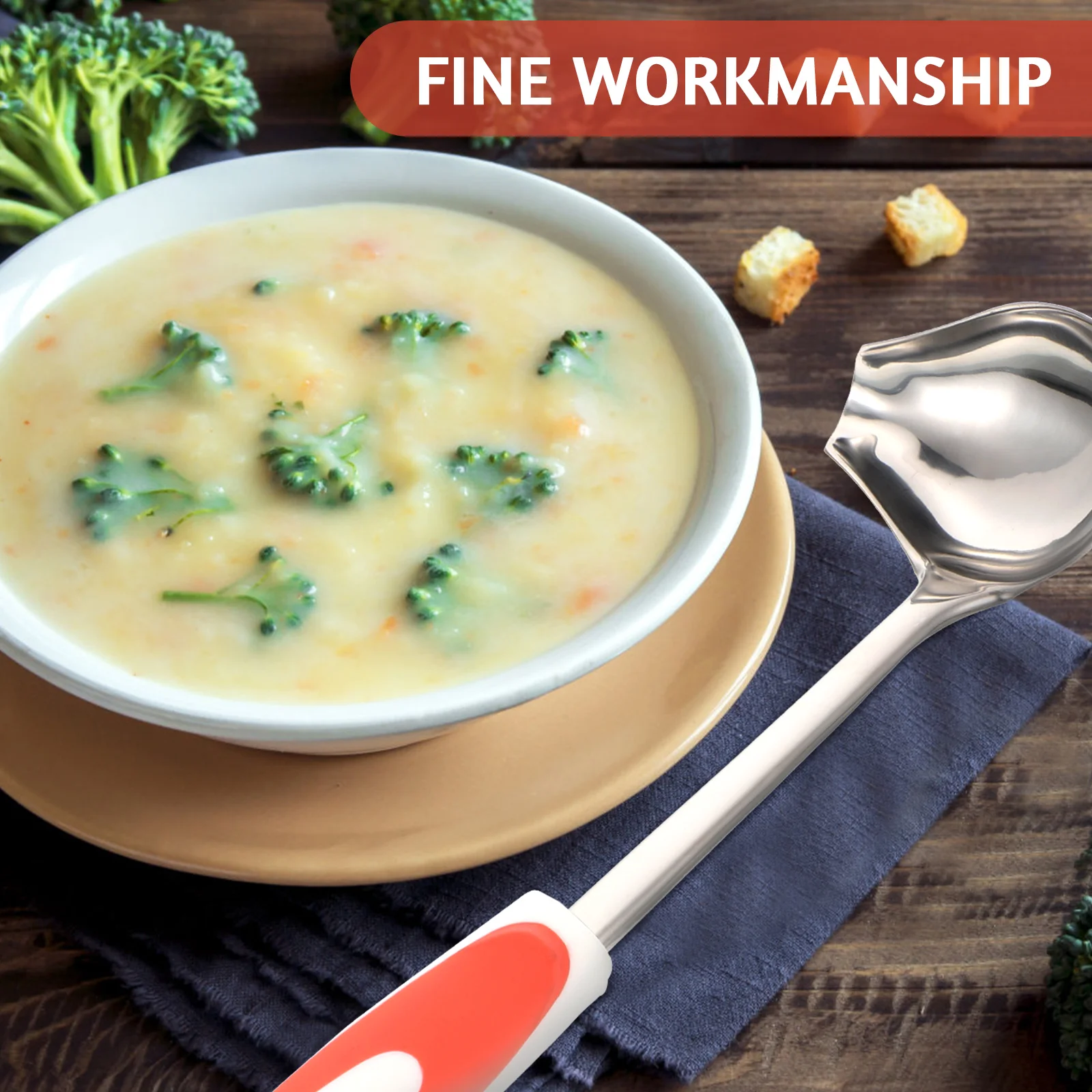 

Stainless Steel Gravy Ladle Anti-Slip Sauce Spoon Oil Scoop Kitchen Tool Elegant Design Soup Oatmeal Spoon Serving Ladle