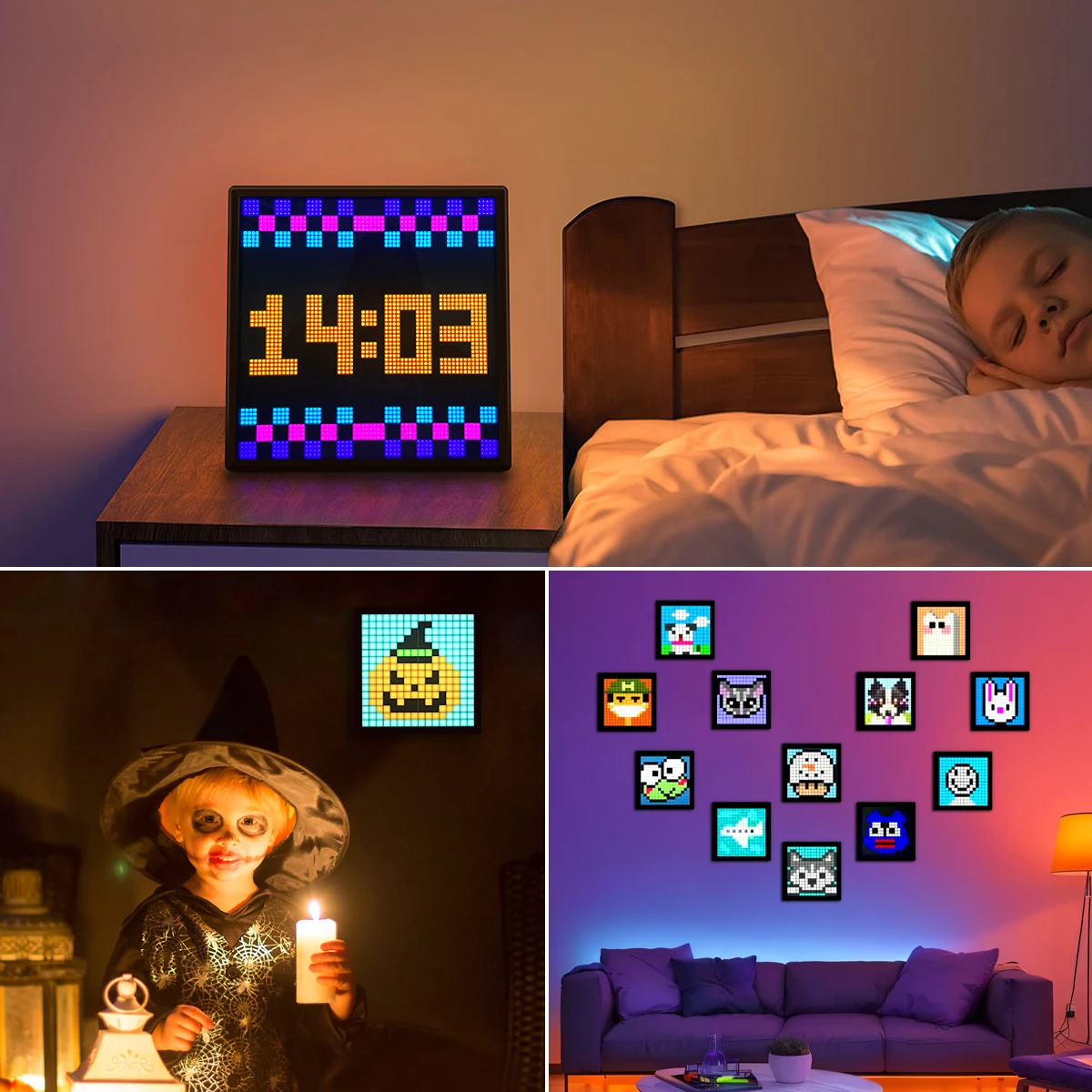 Rgb usb led matriz pixel display app controle programável tela digital inteligente graffiti arte legal animação diversão texto luz da noite